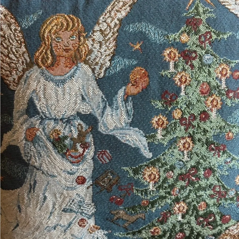 Vintage Christmas Angels Tapestry Pillow